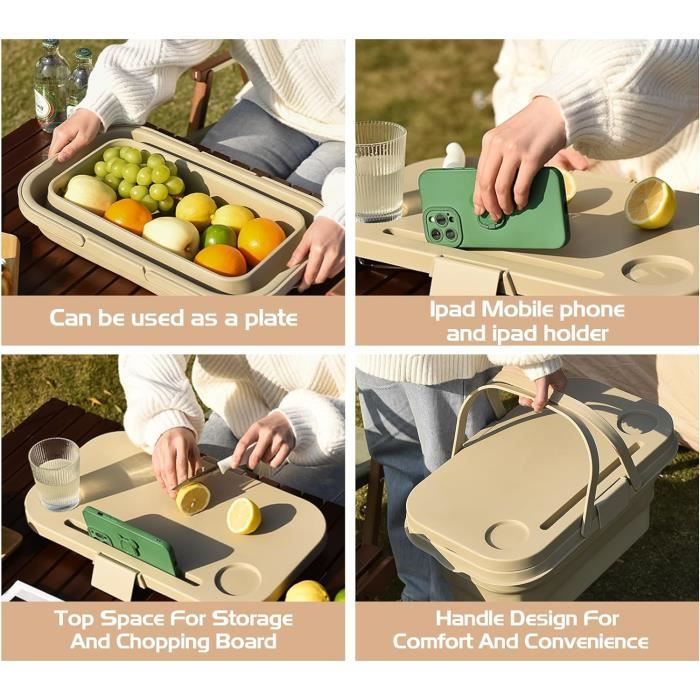 Panier Pique-Nique Pliable 30L Isotherme - Gris, Poignée, Oxford - Pour Camping, Courses, Voyage