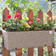 2x Bac à fleurs en polyrotin couleur crème Jardinière pour balcon Pot de fleur avec fixation Terrasse Fenêtre Balustrade-3