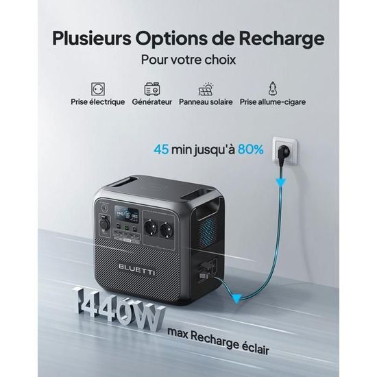 BLUETTI AC50B Générateur Solaire 448Wh + Panneau 60W - Station Électrique Portable 700W Pour Camping Et Panne