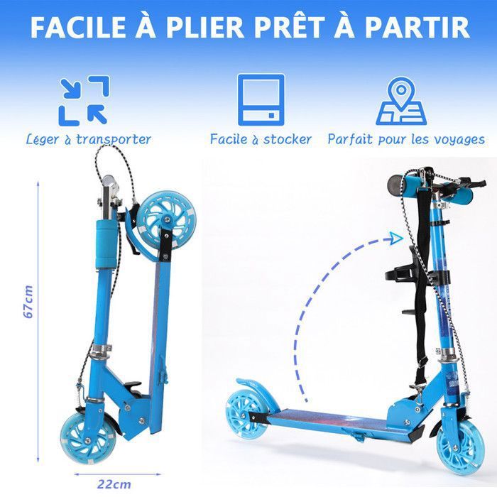 TOYTEXX HT2 Trottinette Freestyle avec Roues à Noyau en Aluminium et Compression HIC pour Débutants – Bleu TOYTEXX HT2 Trottinette Freestyle avec Roues à Noyau en Aluminium et Compression HIC pour Débutants – Bleu