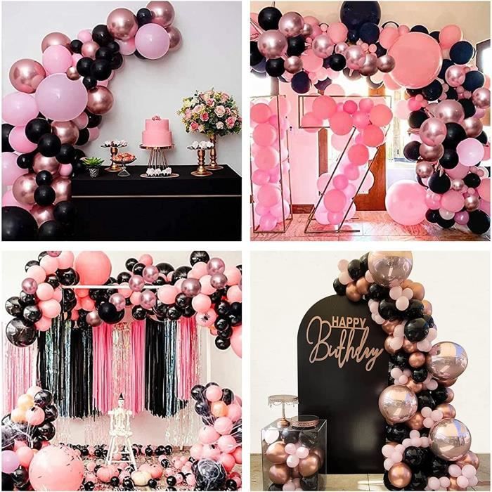 Guirlande de Ballons Rose Noir, Kit de Ballons Arche avec des Ballons Rose  Or Métallique,Ballons Noirs Rose pour Décorations A1263 - Cdiscount Maison
