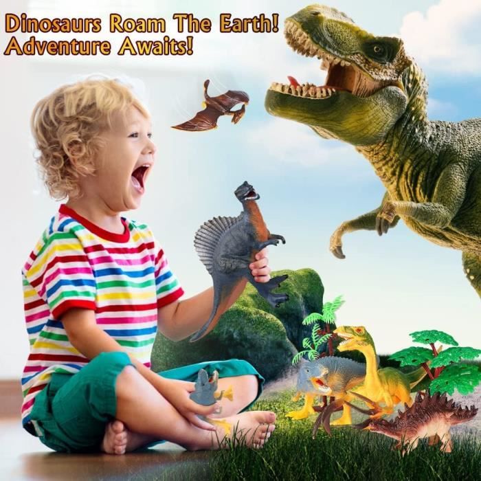 20 pièces/ensemble dinosaures jouet ensemble doux réaliste Simulation  animaux jouets pour enfants garçon cadeau ornements 