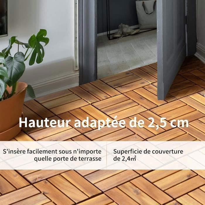 Lot de 27 Dalles de Terrasse Clipsable 30 x 30 CM COSTWAY-en Bois d ...