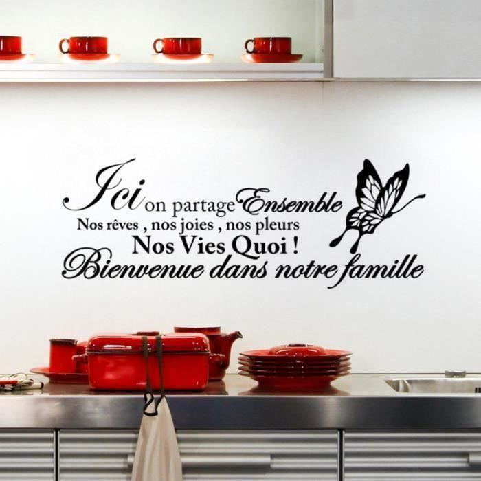 Autocollant Mural Citation Famille "Nous Commençons Et Finissons Avec L'amour" - Vinyle Décoratif F60, Neuf