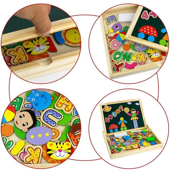yoptote Puzzle Enfant en Bois 110 Pièces Jeux de Pêche + Tableau Magnetique  Enfant Jeu Montessori Educatif Jouet Enfant Fille Garcon 3 Ans 4 