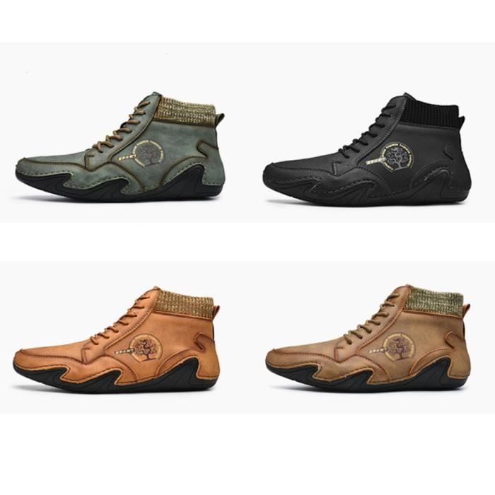 Bottines Vintage Dolcis Homme - Cuir Verni Marron - Pointure 44 (UK 9.5) - Lacets