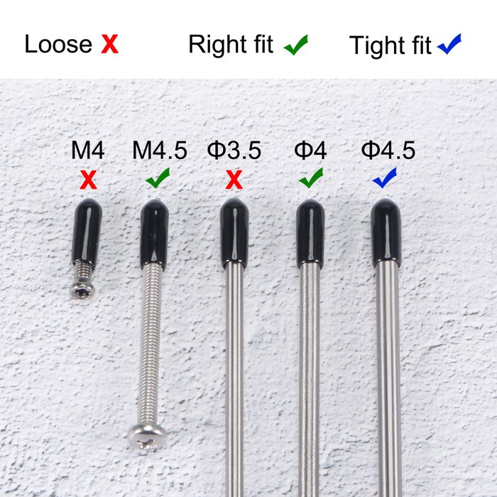 20 Embouts En Caoutchouc Noir 14mm - Capuchons De Protection Pour Vis Et Filetage