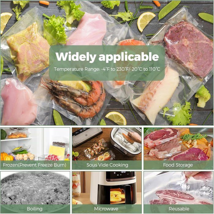 Diyann Rouleaux Sacs Sous Vide Alimentaires Diyann (28x500cm Lot de 3) - Compatible Machines Sous Vide, Cuisson Sous Vide & Micro-Ondes - Sans BPA, Réutilisables et Écologiques