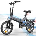 HITWAY vélo électrique 16", léger et pliable, vélo assistance électrique à la pédale, Batterie 36V 7,8Ah, pompe et cadenas gratuite-0