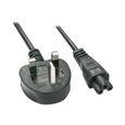 Lindy Câble d'alimentation IEC 60320 C5 pour BS 1363 (M) CA 250 V 5 A 2 m moulé noir Royaume-Uni-0
