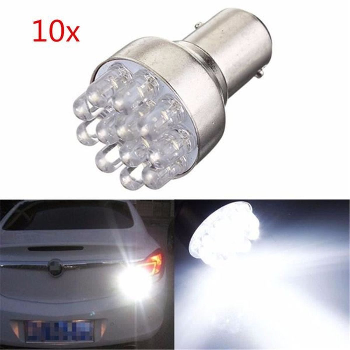 NEUFU 10x 1157 S25 P21/5W BAY15d 12 LED Ampoule Voiture Lampe Blanc
