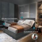 TRADA Lit adulte ADÈLE - ensemble matelas+sommier relaxation électrique - 160x200 cm - velours gris foncé