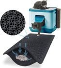 Bazerga Tapis Litière Chat pour Bac à Litière Chat 38-61 cm Imperméable Non Toxique, Double Couche%100 EVA en Patte du Chat Noir