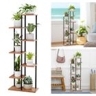 Porte Plante de 7 niveaux MULISOFT - Étagère Multifonction - Escalier Décoratif Couleur Noyer pour Balcon Jardin - 47x24x126 cm