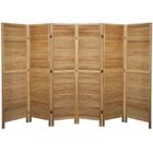 PEGANE Paravent persienne de 6 pans en bois, coloris brun clair - Dim : H170 x L240cm