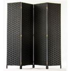 PEGANE Paravent de 4 pans tressé en fibres naturelles coloris noir - Dim : H180 x L180 cm
