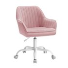 SONGMICS Chaise de Bureau avec Surface en Tissu Velours, Siège Ergonomique, Rembourrage en Mousse, Hauteur Réglable, Rose Bonbon