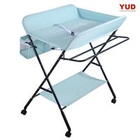 Table à langer pliable YUD - Bleu ciel - Pour bébé - Ceinture de sécurité - Portable