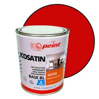 Peinture Satin Murale a l'eau Lessivable  - ICOSATIN Acrylique - Rouge signalisation - RAL 3020 - 1L