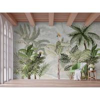Papier Peint Panoramique Jungle Tropicale De Bananiers Papier Peint Soie 3D Tapisserie Poster Decor Murale Chambre Salon 250x175cm