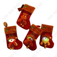 TD® Sacs à bonbons pour bas de Noël 14*21cm 4pcs Avec lumière LED Sacs de cadeaux de Noël Convient pour la décoration de Noël
