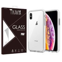 Tikawi Coque Iphone X / XS (5,8") Transparente + Film de protection en verre trempé HD, Gel Souple Haute Protection, Fine et légère
