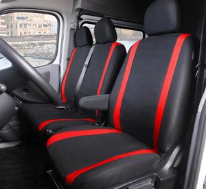 HOUSSE DE SIÈGE Housses de siège auto universelles pour camions et camions 3 places, couleur noire avec bandes rouges, avant 2+1.[Z2084]