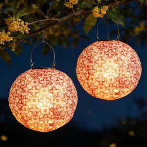 Lanterne Solaire Exterieur Jardin,2 Pièces Lanterne Solaire Lampions 25cm, Lanterne de Jardin,Lampions Solaires D'extérieur,Lampion - Maison