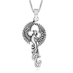 Neuf Solide 990 argent sterling Pendentif Bless Hollow Phoenix Rond Pendentif 28 mm H 