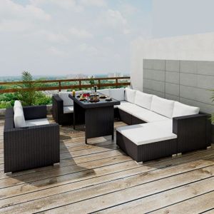 Vidaxl Mobilier De Jardin Avec 28 Pieces Noir Rotin Achat