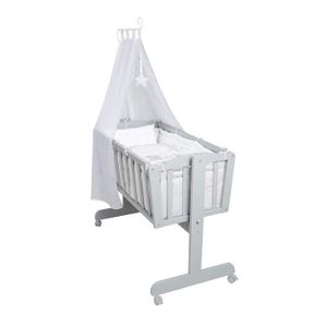 roba Berceau Babysitter 3 en 1 de la collection Petite Nuage rose petit lit et banc le tour de lit utilisable comme cododo bois laqu/é en blanc; inclus en livraison sont un matelas