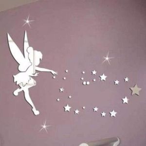 Flying Fairy & Stars Interrupteur De Lumière Mur Autocollants Enfants Chambre à coucher Tinkerbell 