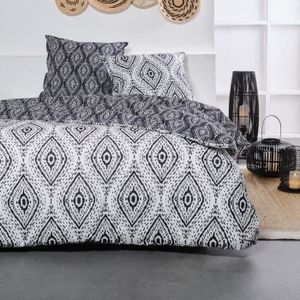 Parure De Lit Double En Coton Flanelle Imprimé De Triangles Terracotta 240 X 260 Cm