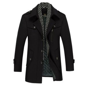 Veste Longue Homme,Hommes Automne Et Hiver Couleur Unie Trench Manteau  Hommes Dragon Moyen Long Manteau Veste Longue Homme Manches Longues :  : Mode