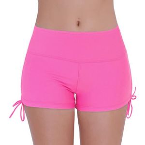 MAILLOT DE BAIN iixpin Femme Bas de Maillot de Bain Shorty Plissé Lacet Short de Bain Plage Piscine Swimwear S-XXL Rose