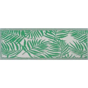 TAPIS D’EXTÉRIEUR Beliani Tapis d'Extérieur Vert et Blanc en Polypropylène Motif Feuilles de Palmier pour Terrasse au Style Moderne 60 x 105 cm214