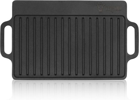 Poêle à Griller En Fonte 40 Cm - Deux Poignées Et Becs Verseurs - Compatible Gaz, Électrique, Induction - Idéale Barbecue