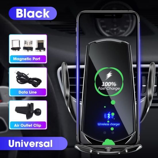 Support Chargeur Induction Voiture Automatique – Clip Auto-serrant 360°, Charge Rapide 10W Qi Pour IOS & Android