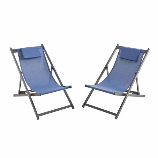Transat Pliable Textilène - Lot De 2 Chaises Longues Gris Anthracite - 2 Positions
