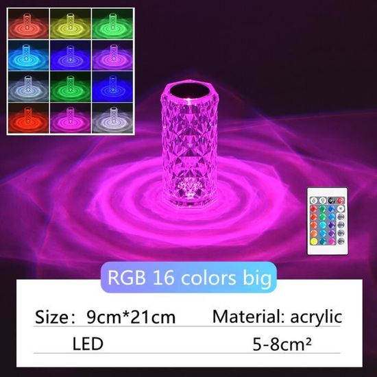 Lampe LED en cristal, 3/16 couleurs, petit projecteur de taille