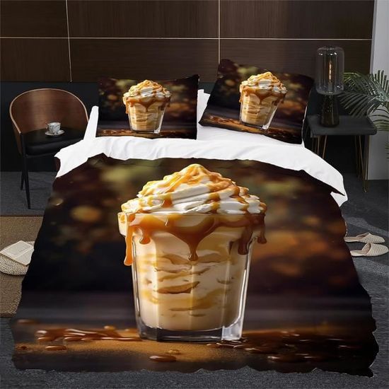 Housse De Couette 220x240 Cm + 2 Taies 65x65 Cm - Imprimé 3D Patinage Sur Glace, Microfibre Douce, Fermeture éclair