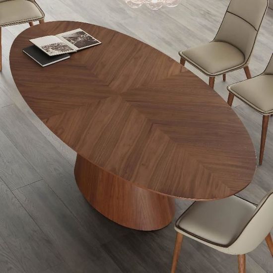 Table ovale 10 personnes en bois foncé DIONE Marron L 240 x P 110 x H 76 cm Cdiscount Maison