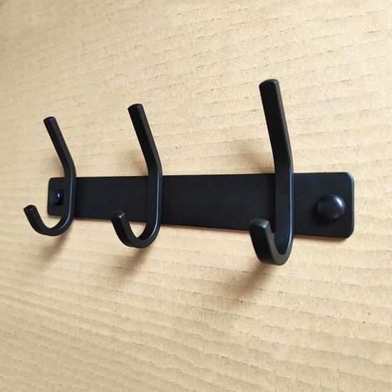 Porte-manteau Mural 8 Crochets Noir – Aluminium, Sans Perçage Possible, Pour Chambre, Salle De Bain, Bureau