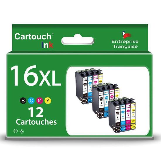4 Cartouches D'encre Compatibles Epson - T1631 T1632 T1633 T1634 - 16 XL - Noir/Cyan/Magenta/Jaune