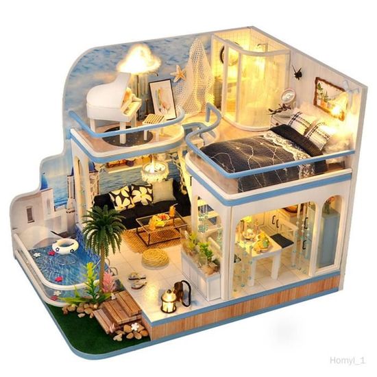 3d Puzzle en bois, Kit de maison de poupée miniature de bricolage