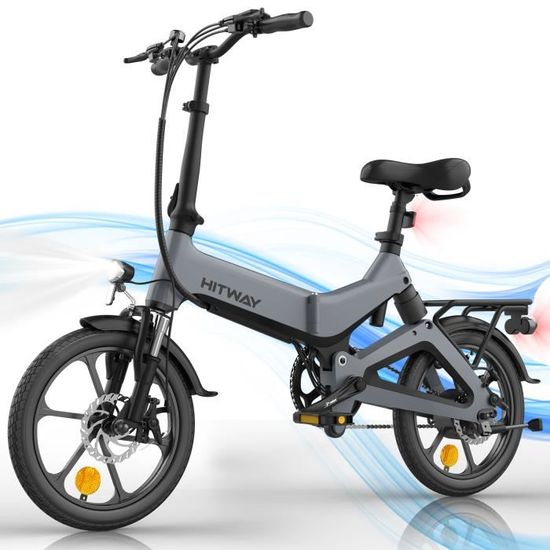 HITWAY vélo électrique 16", léger et pliable, vélo assistance électrique à la pédale, Batterie 36V 7,8Ah, pompe et cadenas gratuite