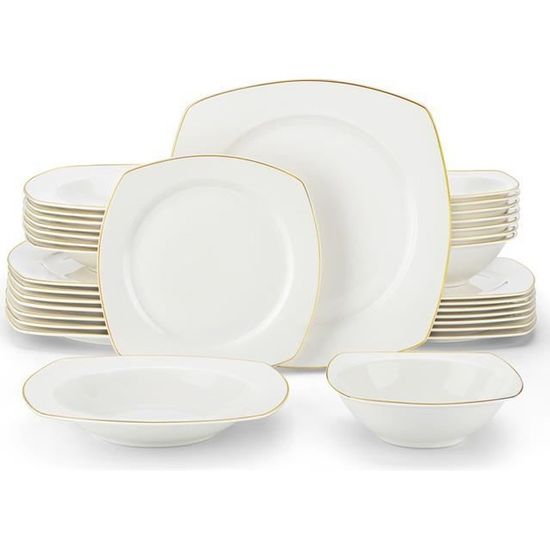 MALACASA Vaisselle Série RAFAGT, 32 Pièces Service Complet de Table en