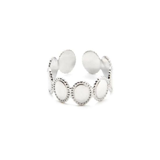 Bague Ovale En Métal Argenté - Taille 53/54 - Très Bon état D'usage
