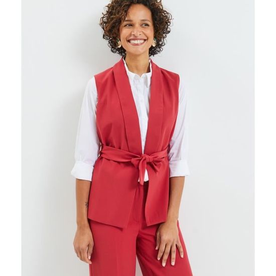 GRAIN DE MALICE Veste tailleur sans manche femme Terracotta Cdiscount Pret a Porter