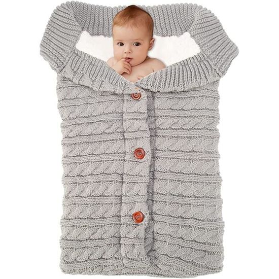 XJYDNCG Nid d'ange - Bébé Enfants Toddler Épais Tricot Doux Couverture Chaude Swaddle Sac De Couchage - 80 cm - Gris